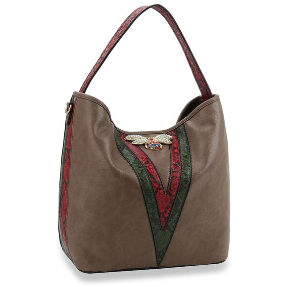Rhinestone Bee Accented Hobo Handbag Shoulder Bag Purse - Picture 1 of 2